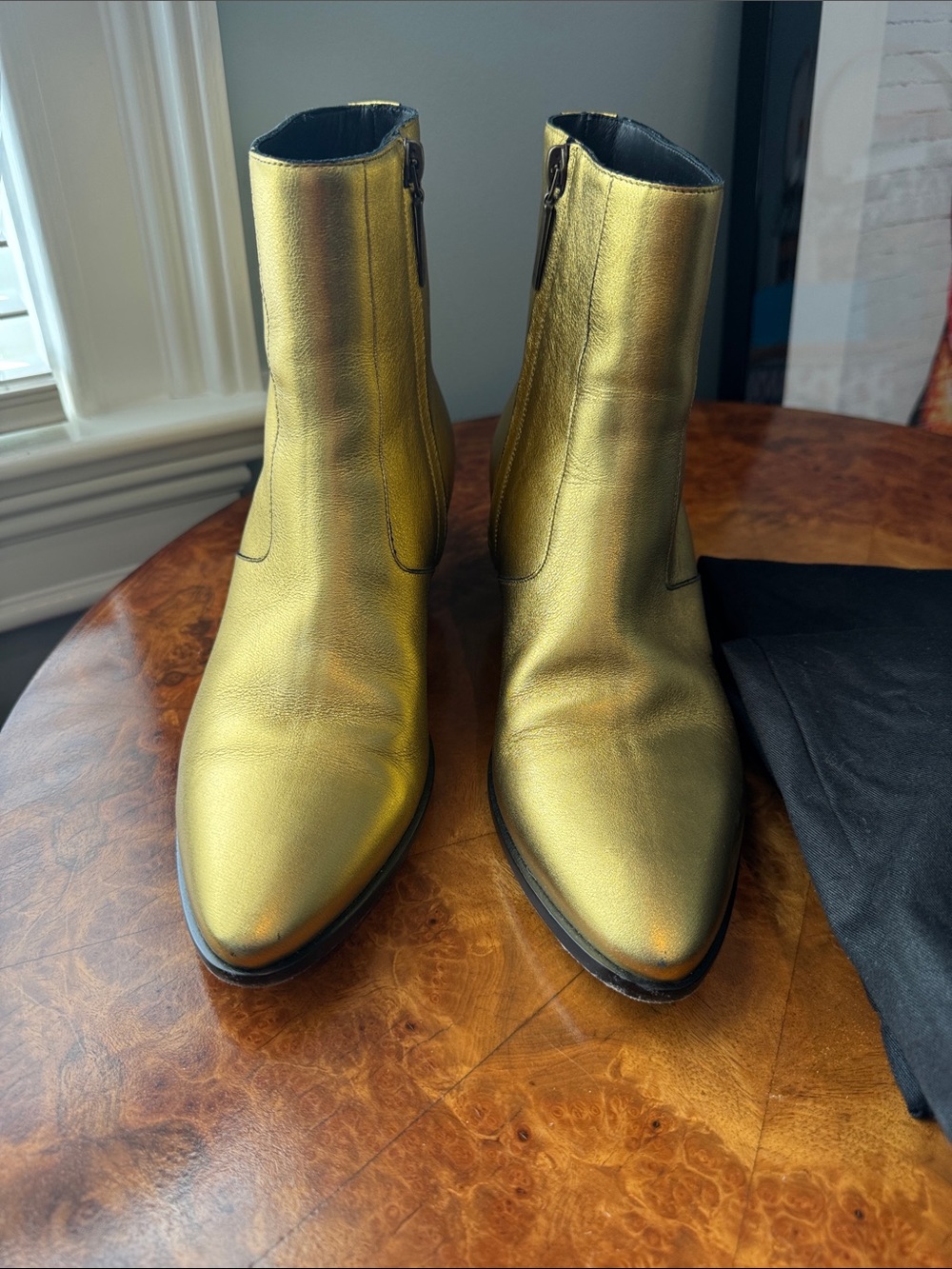 Saint Laurent metallic leather boots